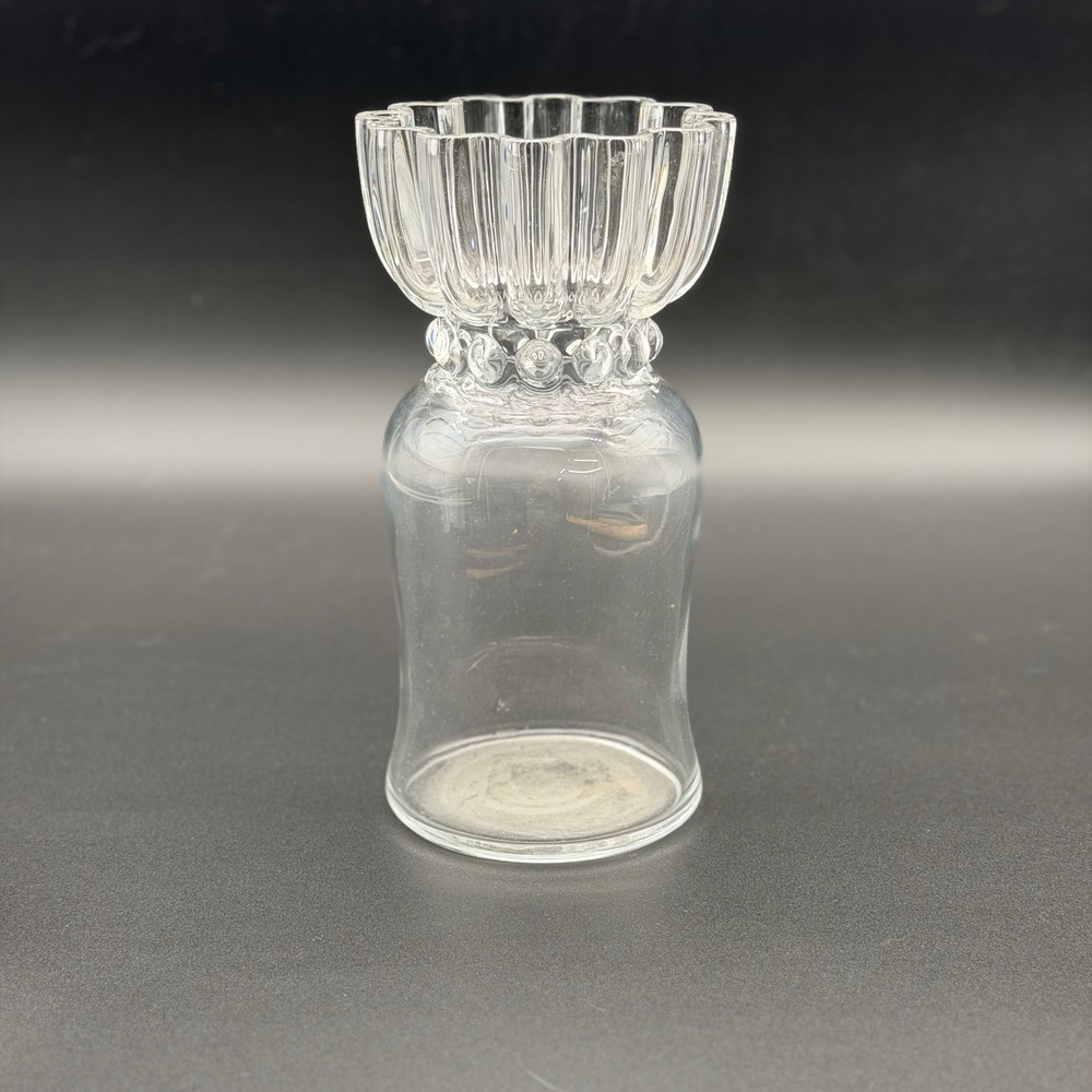 Vintage Kosta Boda Boda Bukkett Glass Vase Clear Ruffled Rim Swedish Art Glass